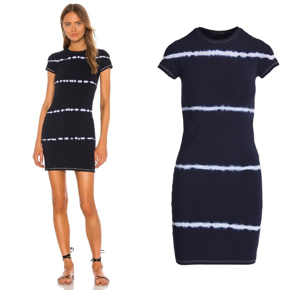 ATM Anthony Thomas Melillo Dresses & Skirts - ATM Anthony Thomas Melillo Tie Dye Baby Tee Dress in Deep Navy Combo Sz L D7